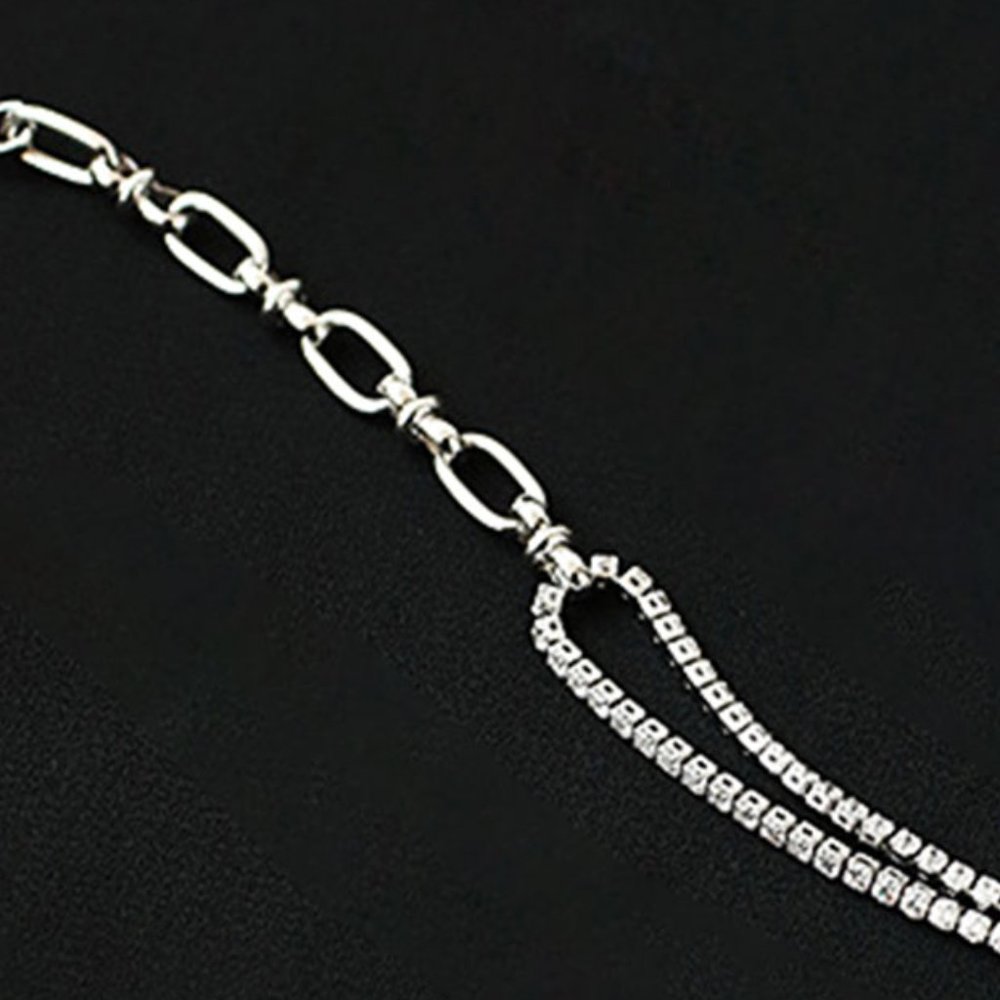 Moms Day Gift! Half Rhinestone Tennis Half Chain Link Bracelet - Picture 4 of 4
